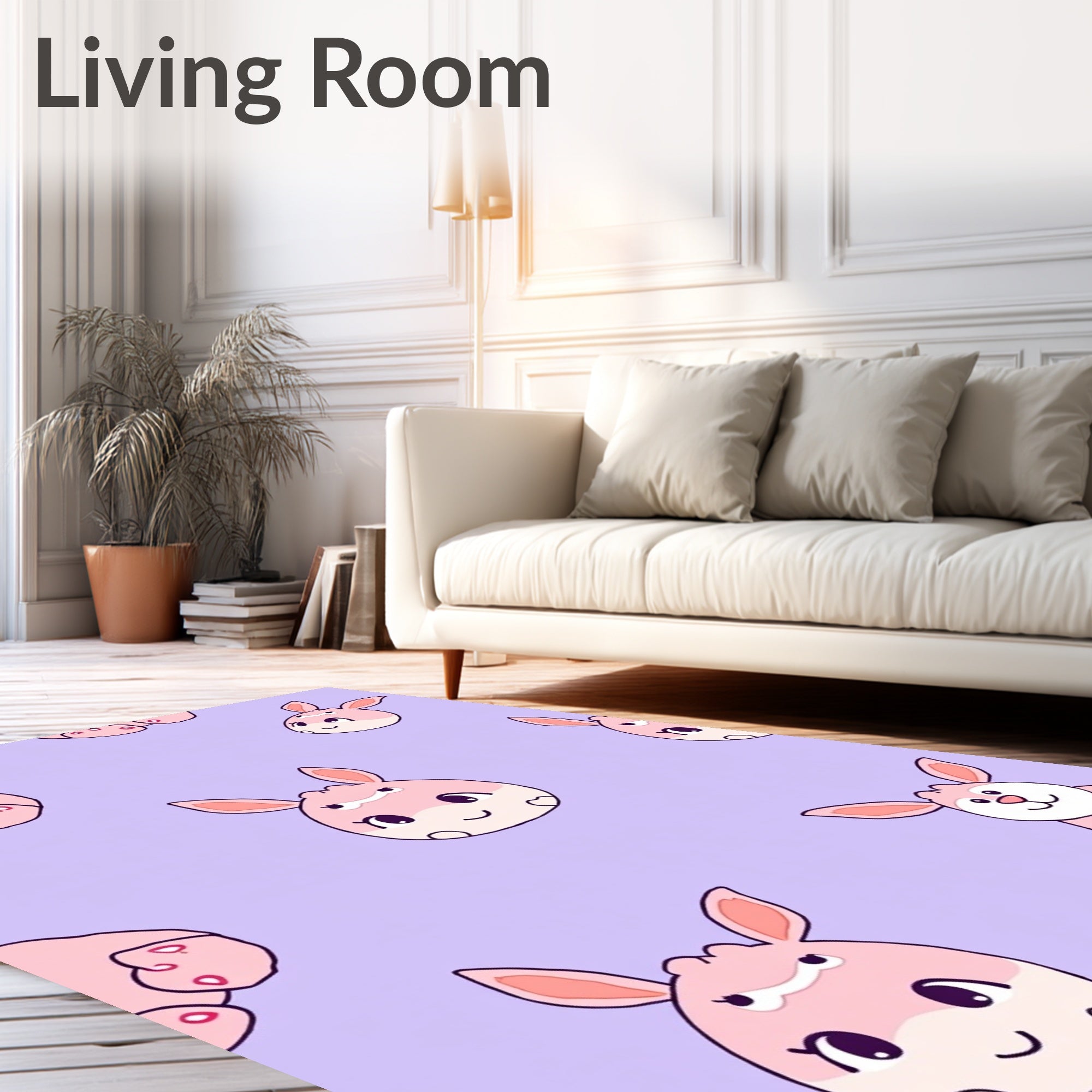 Pink Bunny Pattern Design Rug