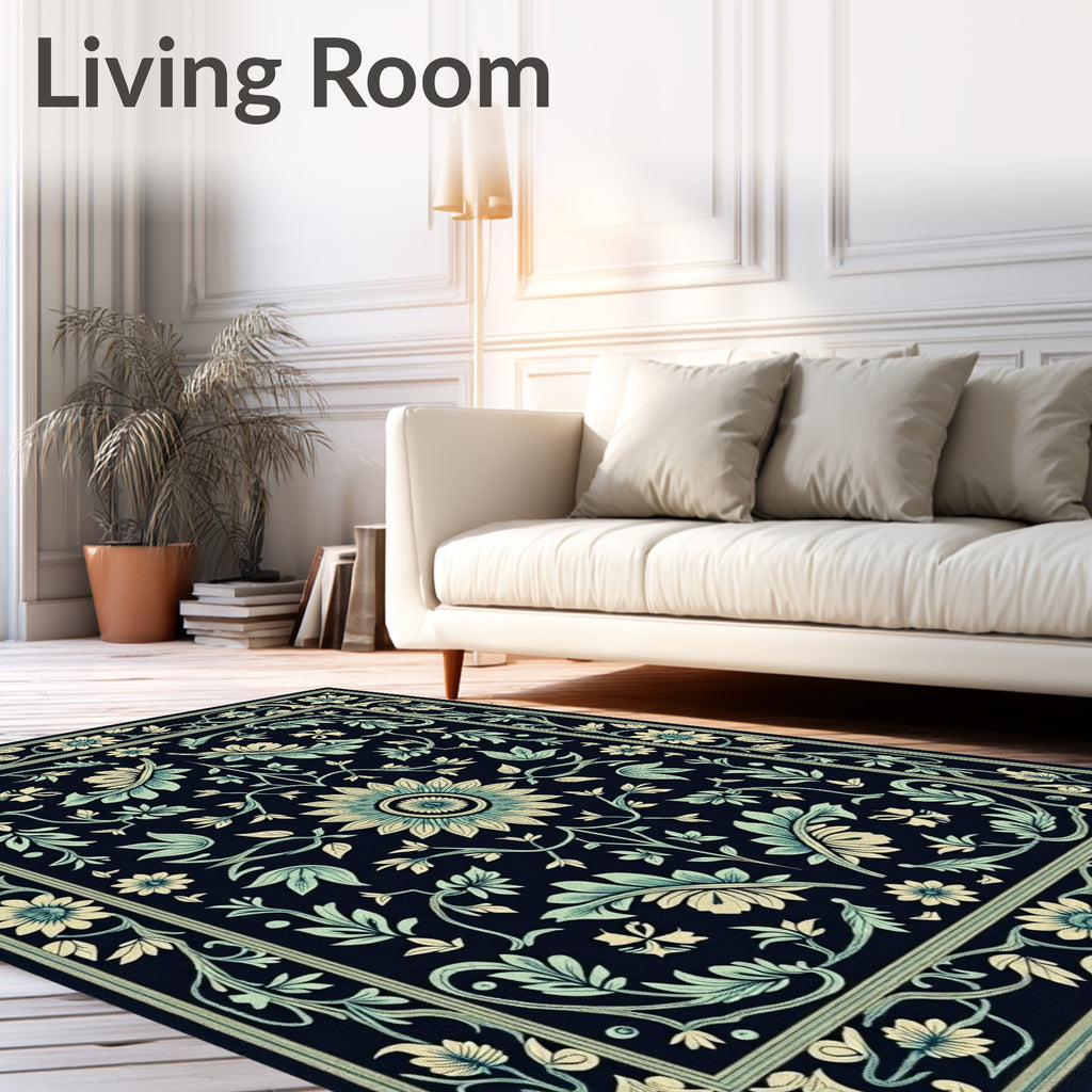 Art Nouveau Floral Botanical Pattern Rug