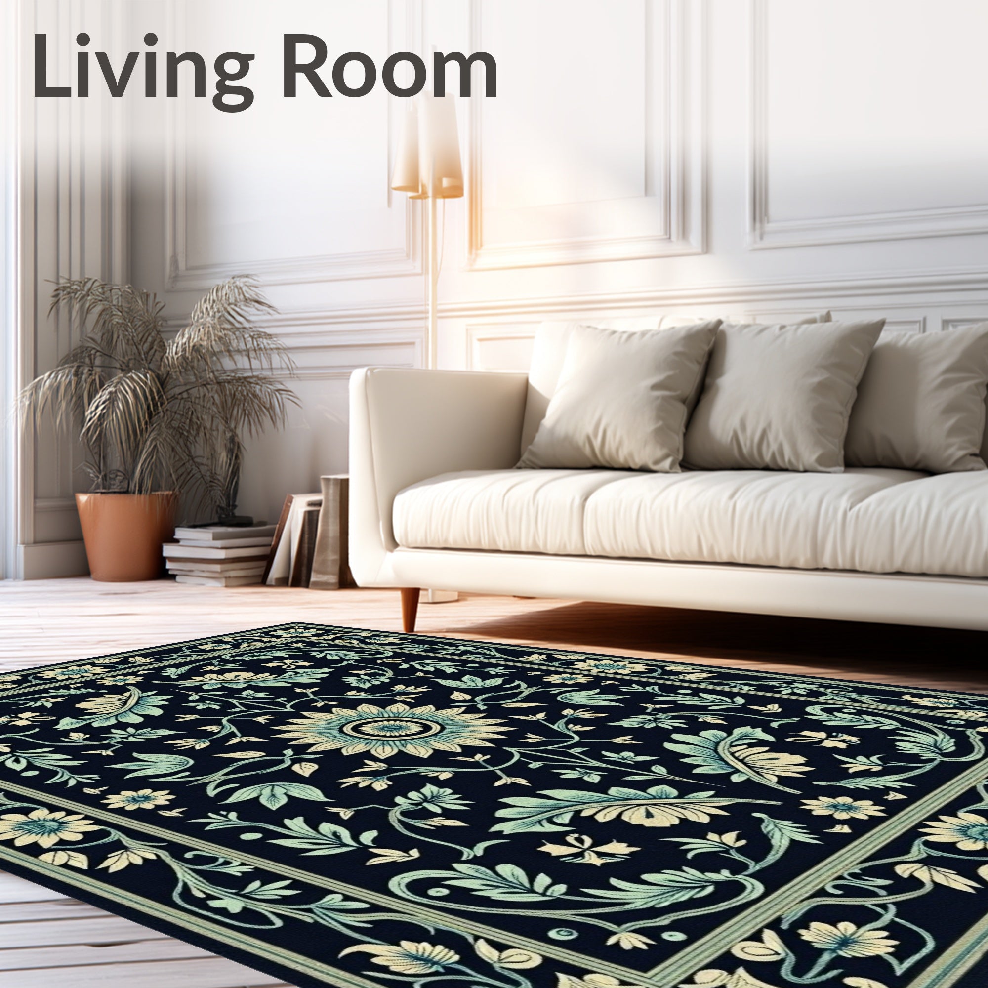 Art Nouveau Floral Botanical Pattern Rug