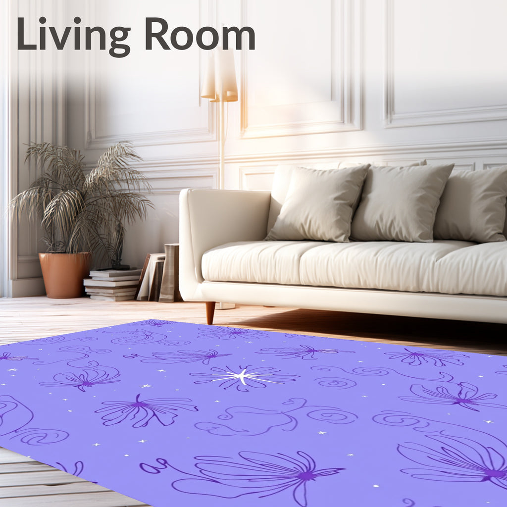 Whimsical Floral Swirl Pattern Design Rug