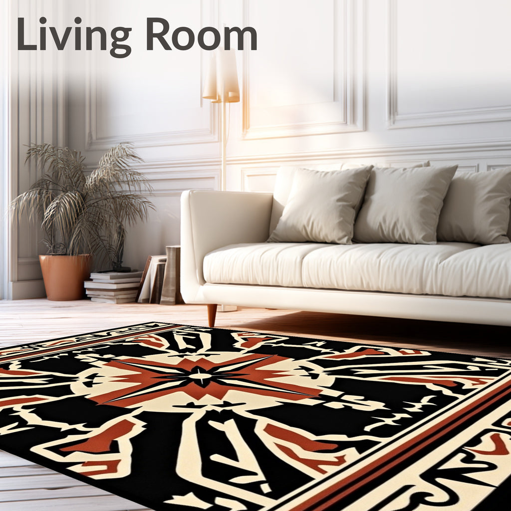 Bold Geometric Compass Star Design Rug