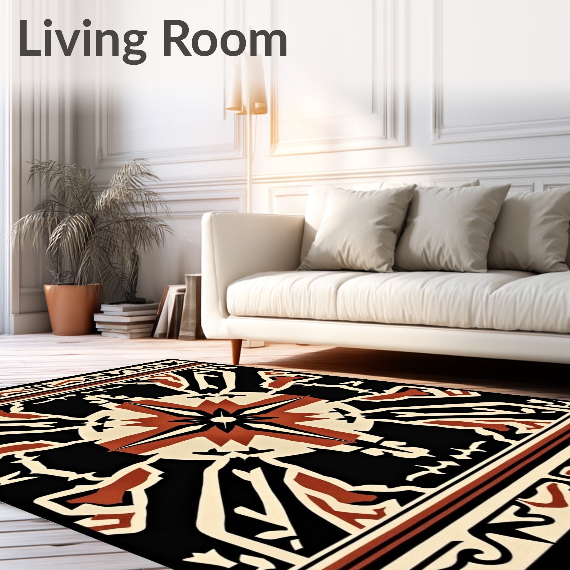 Bold Geometric Compass Star Design Rug