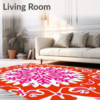 Vibrant Fuchsia Floral Mandala Design Rug