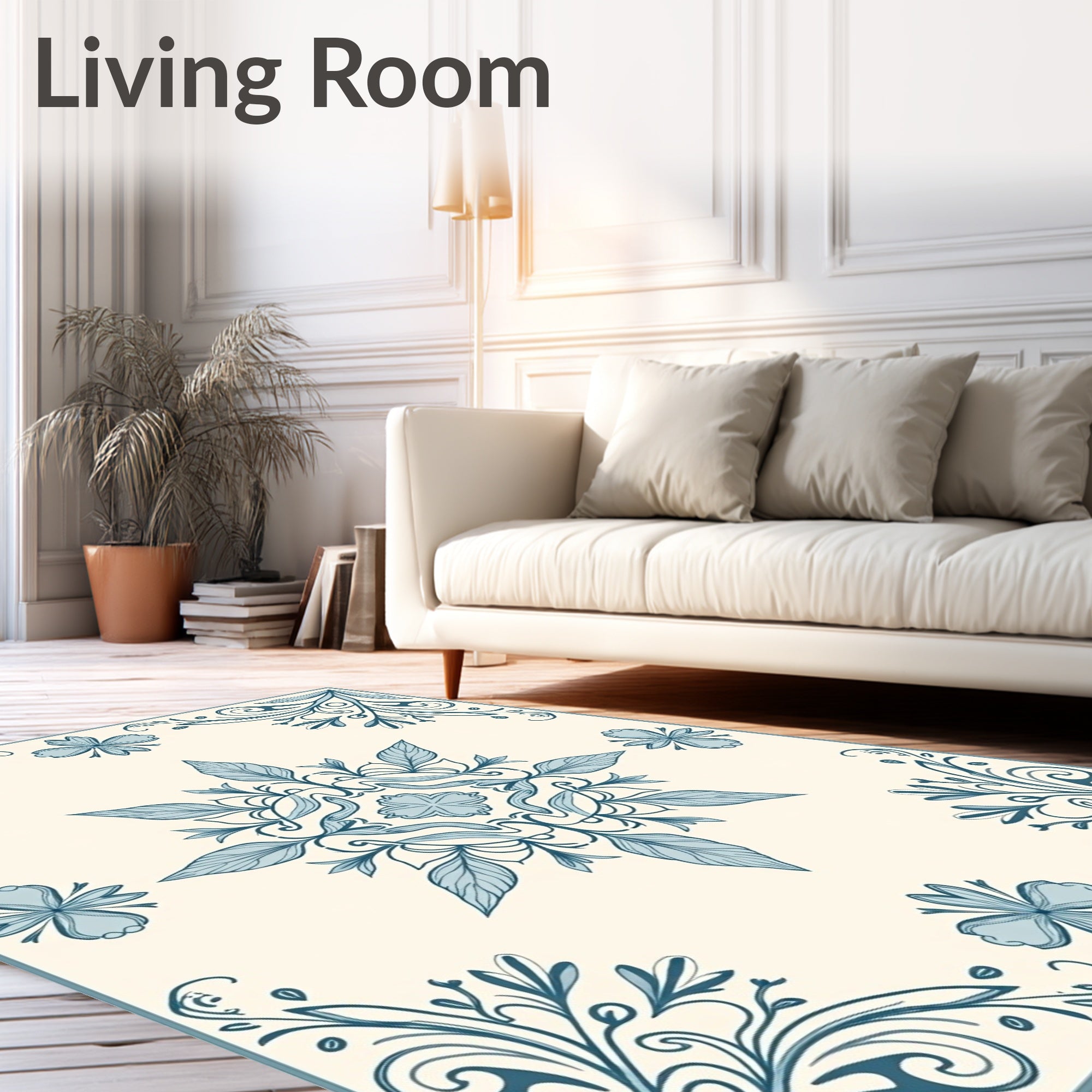 Classic Floral Swirls Cream Rug