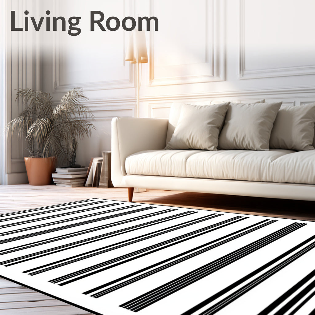 Bold Black And White Stripe Pattern Rug