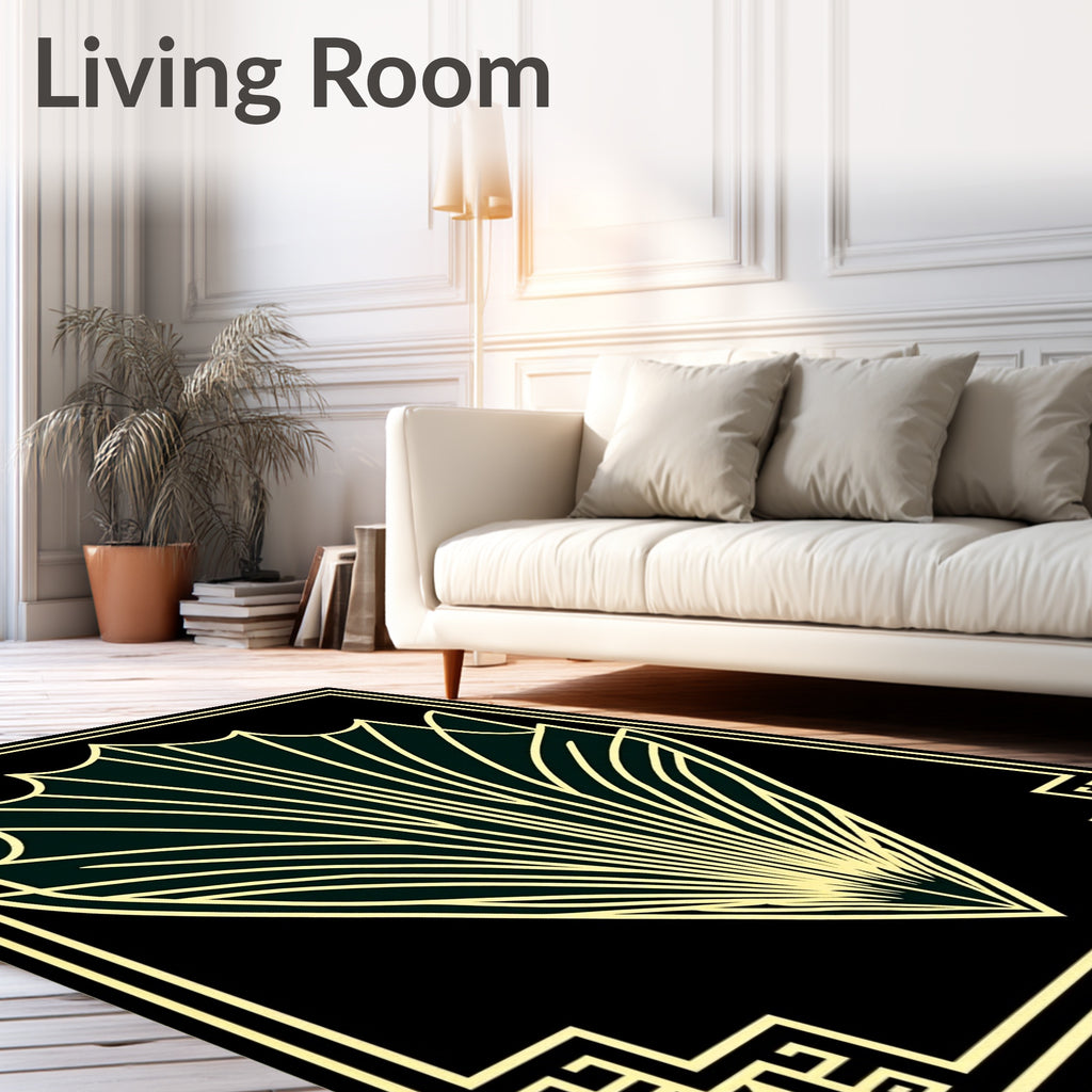 Art Deco Fan Patterned Design Rug