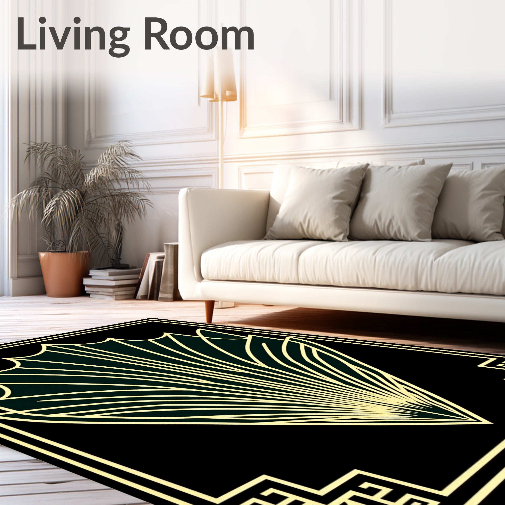 Art Deco Fan Patterned Design Rug