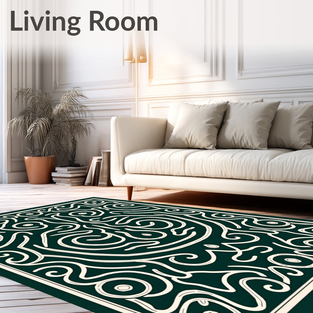 Abstract Swirls With Decorative Face Design Rug