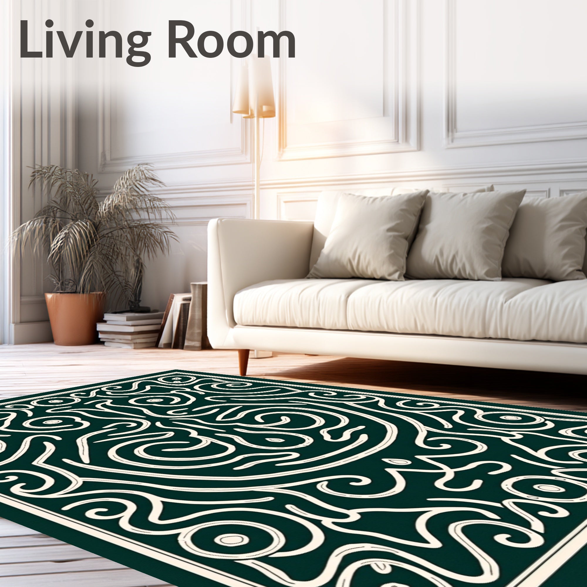 Abstract Swirls With Decorative Face Design Rug