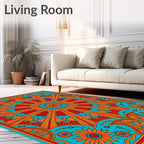 Vibrant Sunburst Mandala With Floral Accents Rug
