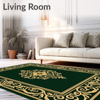 Ornate Floral Medallion Square Frame Design Rug
