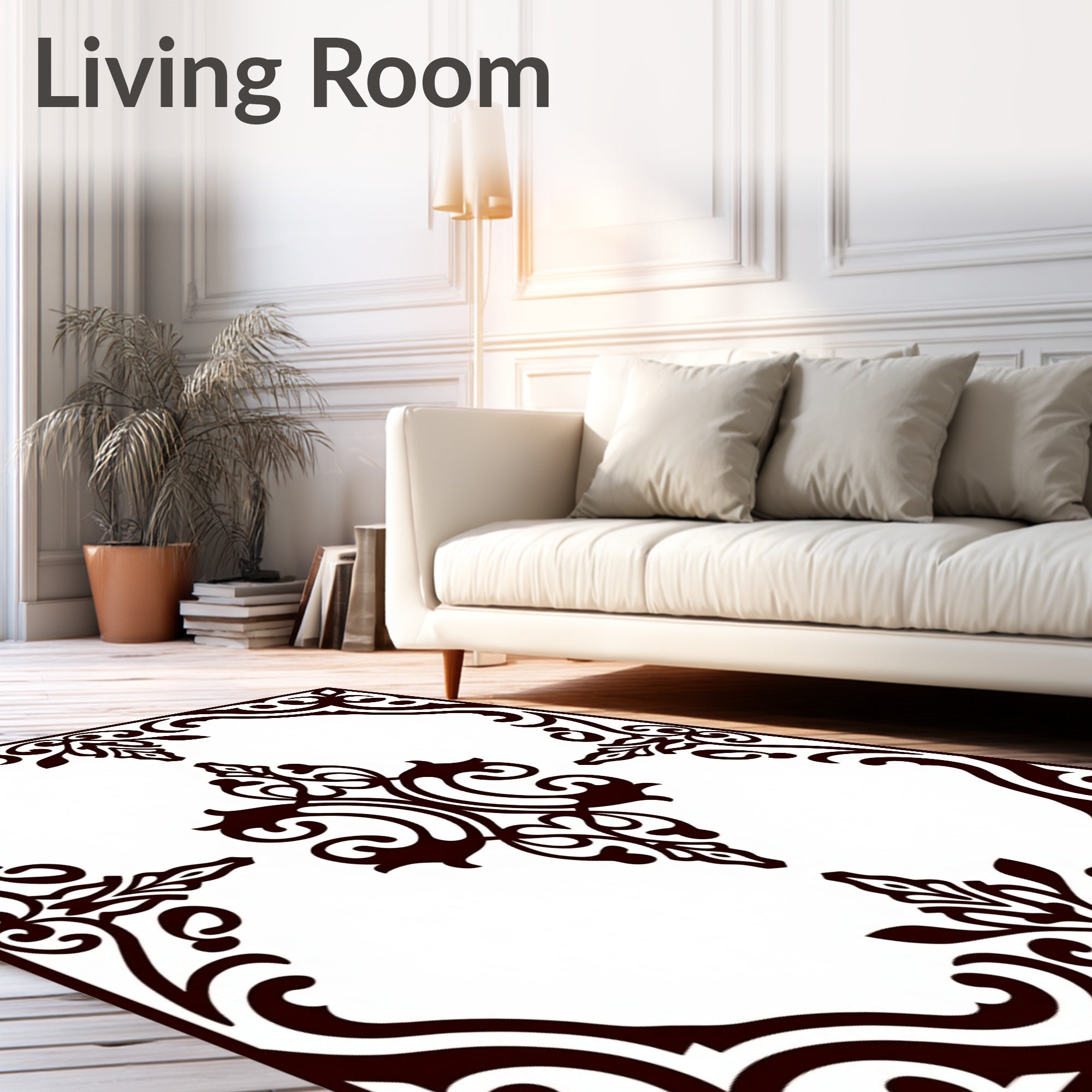Ornate Scrollwork Baroque Pattern Design Rug