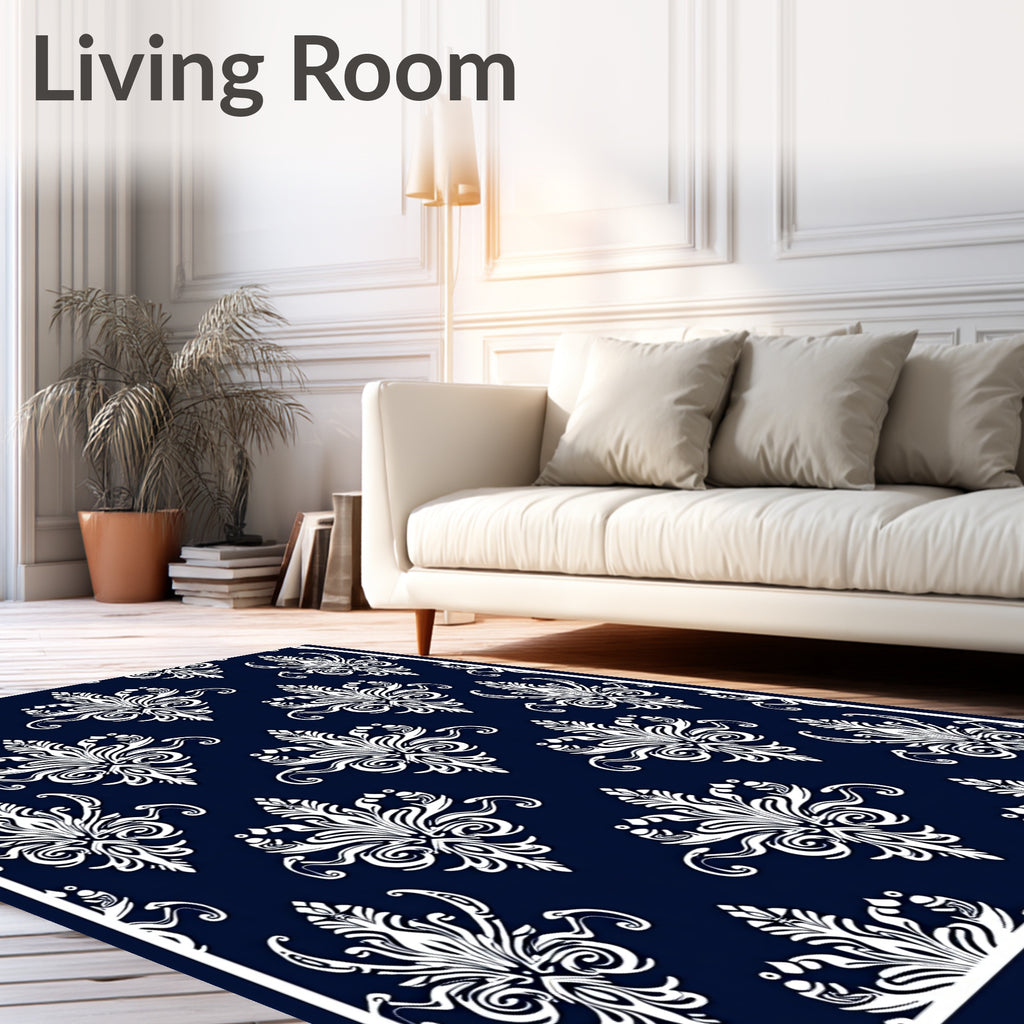 Classic Damask Floral Pattern Rug