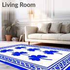 Bold Blue Clover Patterned Rug