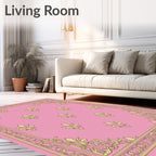 Ornate Pink Fleur de Lis Pattern Rug