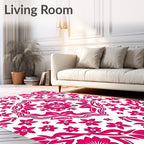Bold Pink Floral Medallion Design Rug