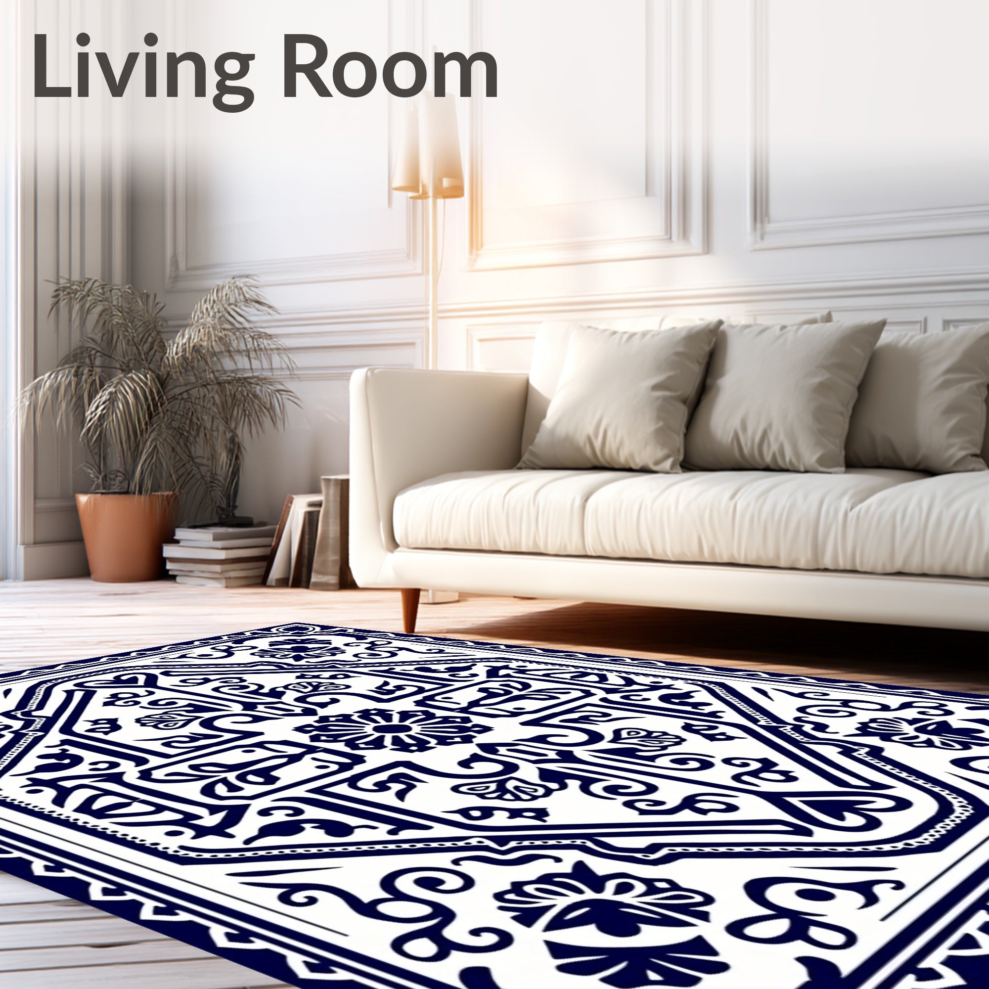 Classic Indigo Floral Symmetry Rug