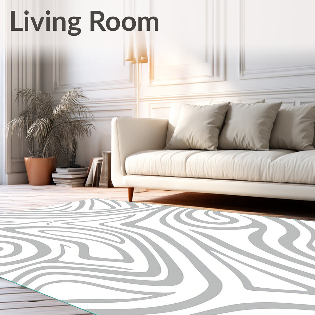 Abstract Gray Swirl Pattern Design Rug