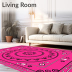 Bold Pink Sunburst Mandala Design Rug