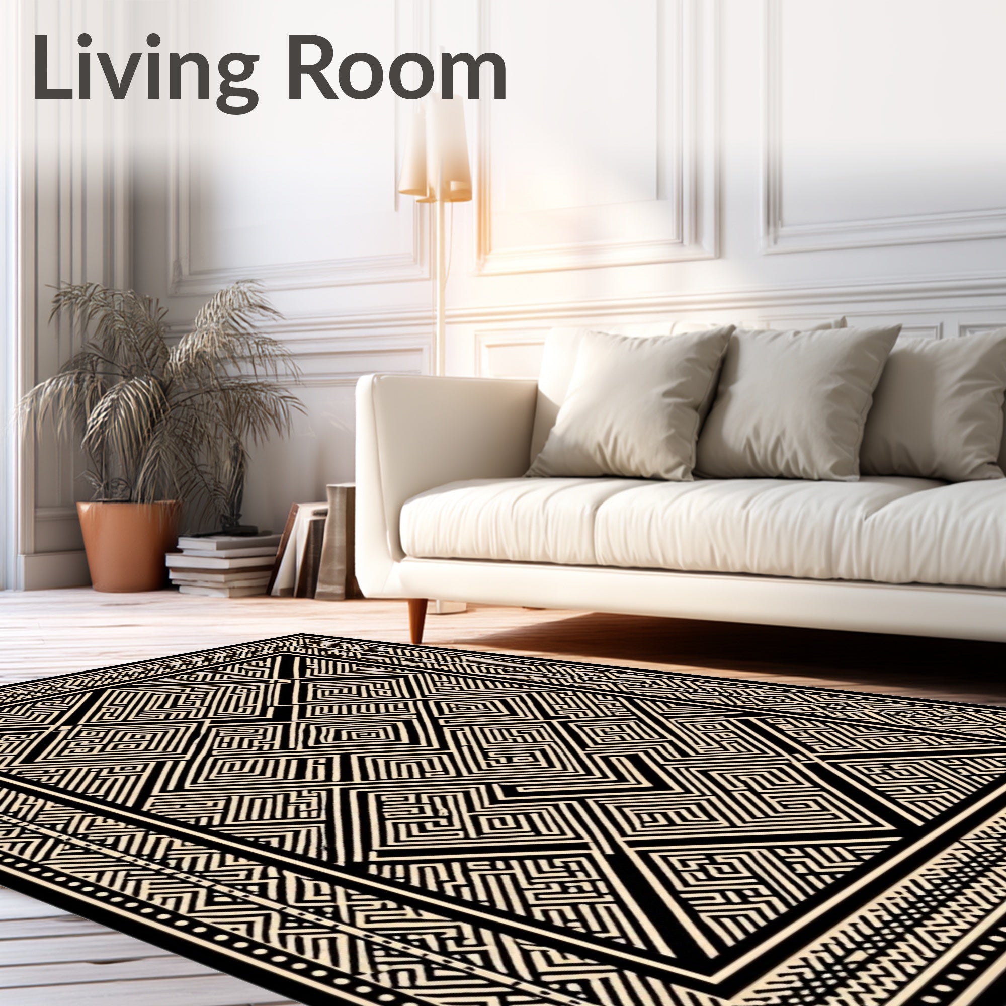 Intricate Geometric Maze Garden Pattern Rug