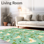 Whimsical Birds Floral Vines Pattern Rug