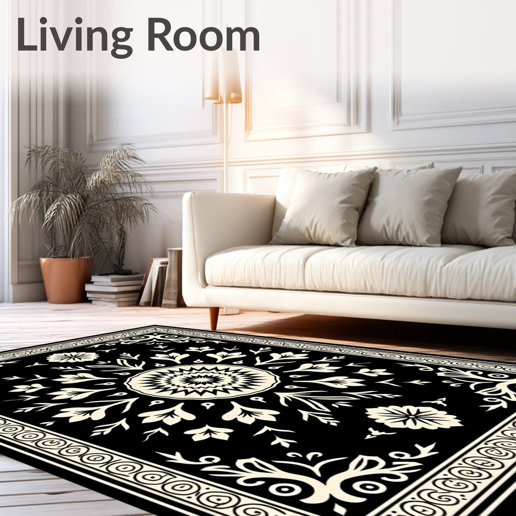 Classic Floral Symmetry Damask Pattern Rug