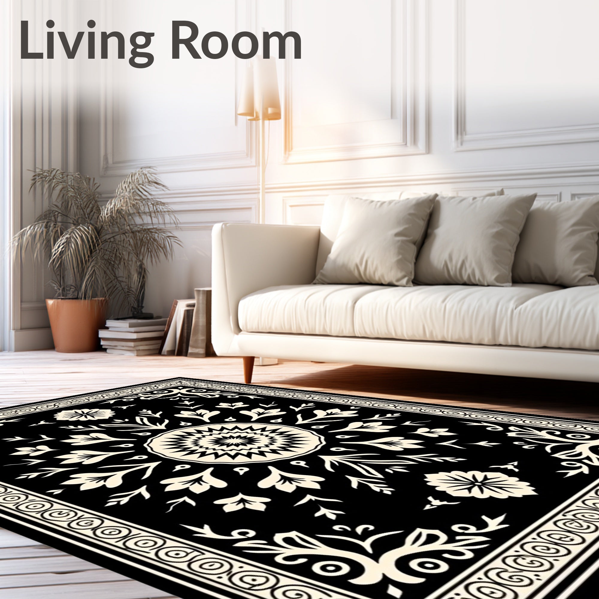 Classic Floral Symmetry Damask Pattern Rug