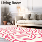 Modern Swirls Bold Pink Pattern Rug