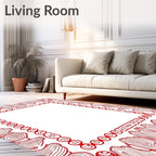 Crimson Wood Grain Circle Border Rug