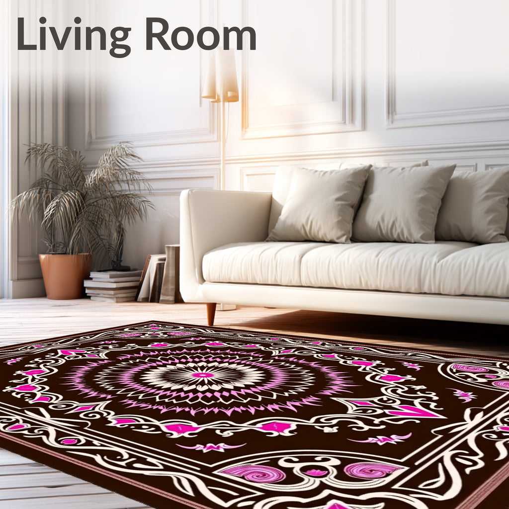 Vibrant Floral Mandala Inspired Design Rug