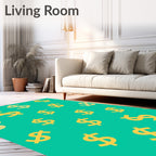 Gold Dollar Sign Pattern Rug