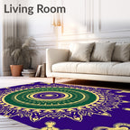 Intricate Violet Yellow Green Mandala Design Rug