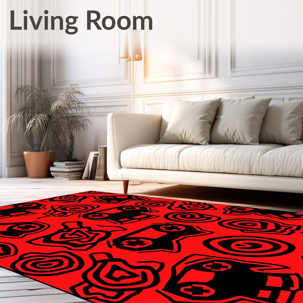 Gamer Skull Patterned Graphic Design Rug