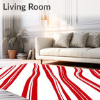 Crisp Red White Diagonal Candy Cane Stripes Rug