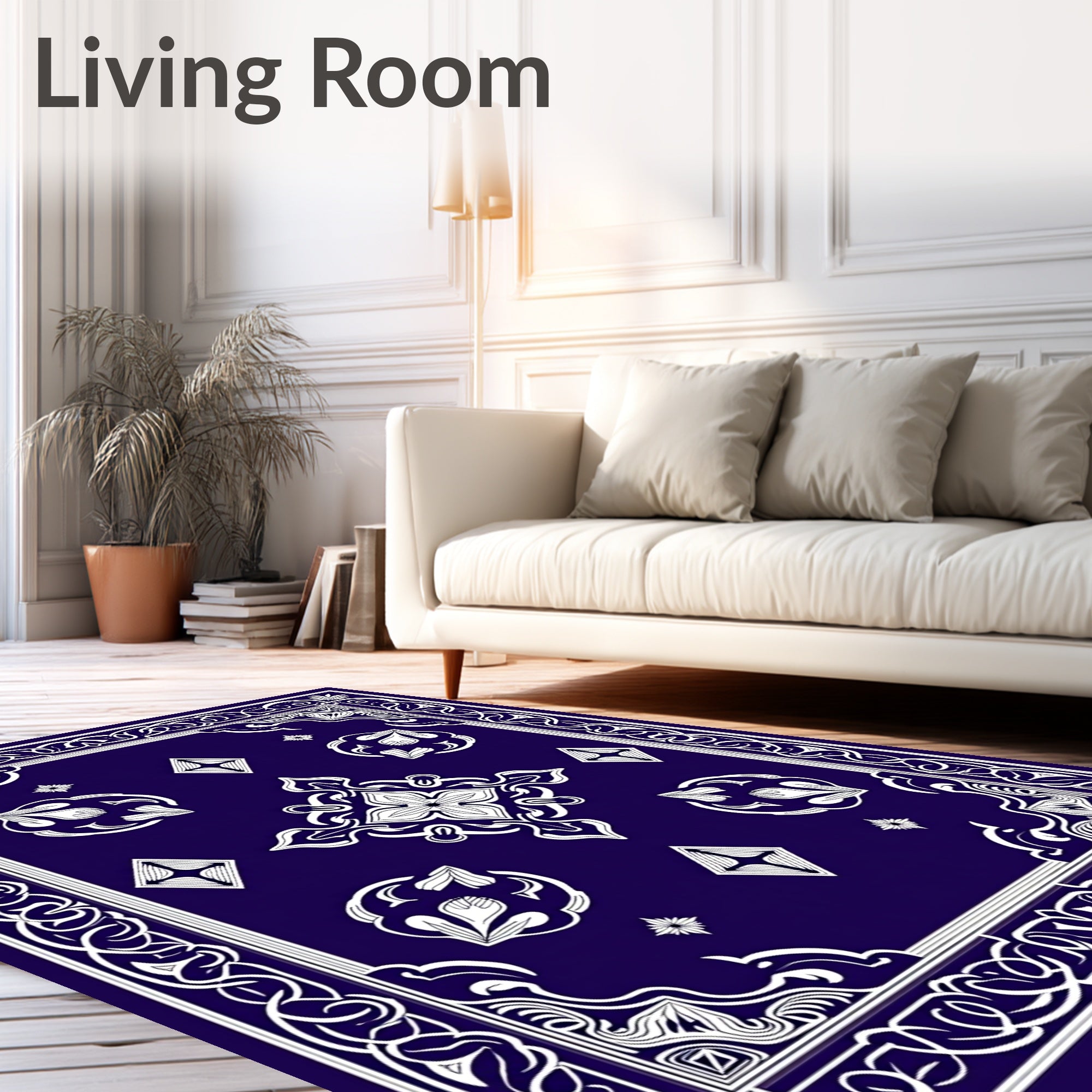 Ornate Floral Diamond Pattern Rug