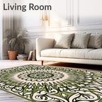 Green Floral Sunburst Art Rug