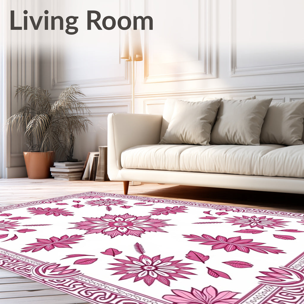 Floral Mandala Patterned Pink Rug