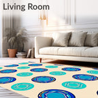 Blue Teal Swirls Pattern Rug