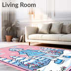 Pink Snowfall Anime Winter Scene Rug
