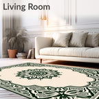 Intricate Floral Mandala Frame Rug