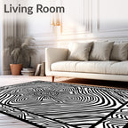Bold Black and White Abstract Pattern Rug
