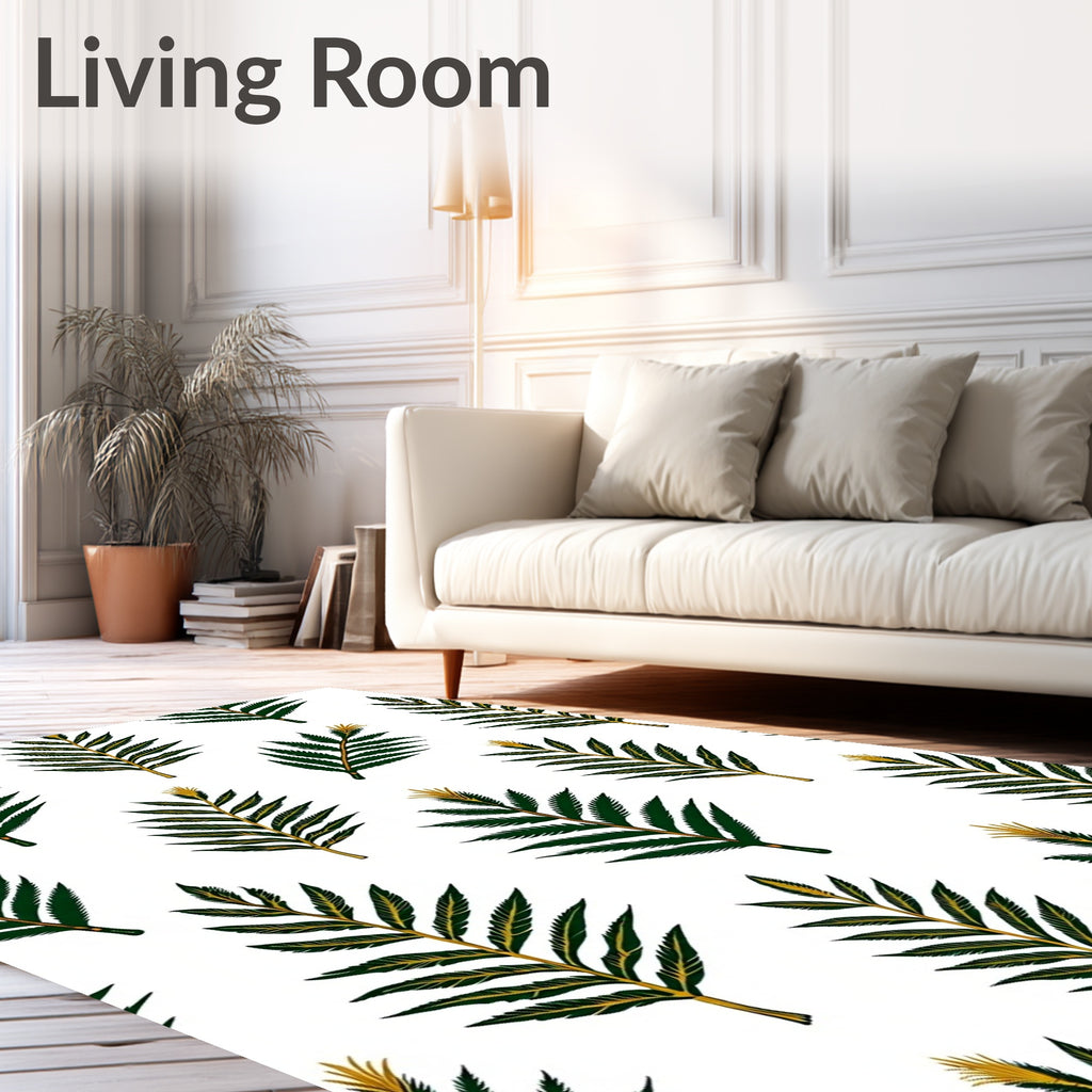 Dark Green Fern Frond Scatter Rug