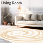 Beige Swirl Textured Abstract Design Rug