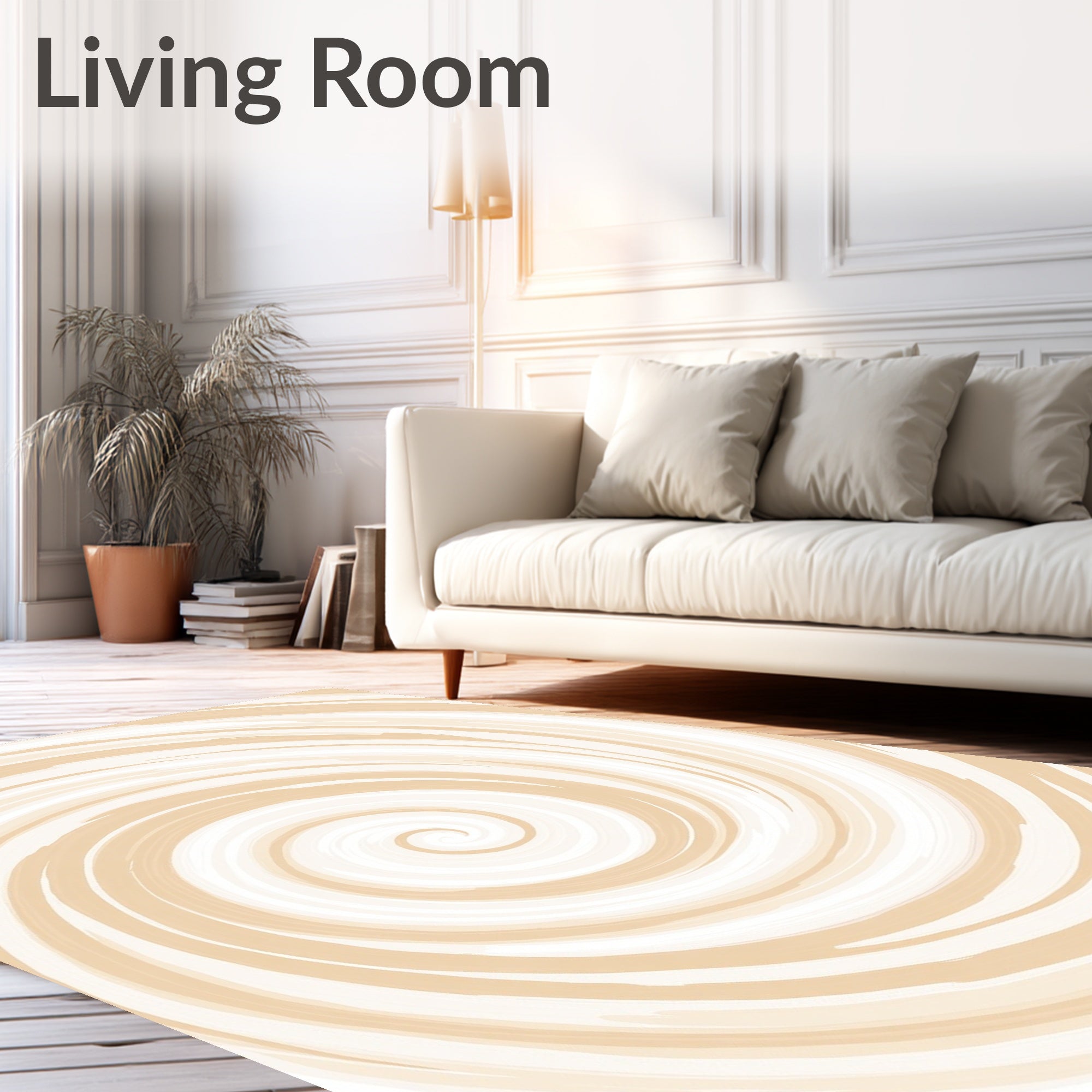Beige Swirl Textured Abstract Design Rug