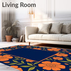 Orange Blossom Garden Floral Pattern Rug