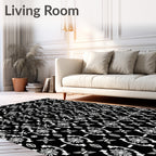 Black White Tribal Motif Pattern Rug