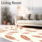 Rustic Orange Feather Pattern Rug