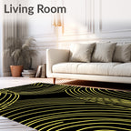 Abstract Yellow Swirl Pattern Rug