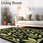 Botanical Pattern with Yellow Leaves Rug