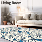 Classic Floral Vines Blue Pattern Rug